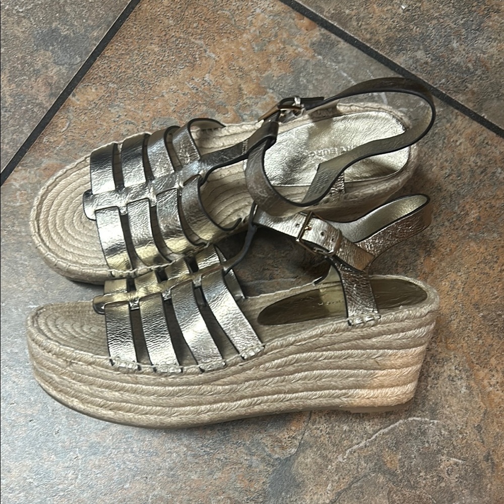 Tory Burch Silver and Gold Espadrille Sandals good condition